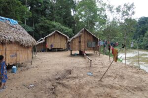The Batek village on the edge of primary jungle