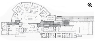 Plan of library at Rovaniemi by Alvar Aalto, which is an equally precise but more prescriptive example of 'participatory' functionalism that elicits a very intimate relationship with its users