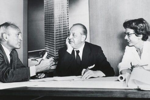 Johnson__Mies_van_der_Rohe_and_Lambert__1955