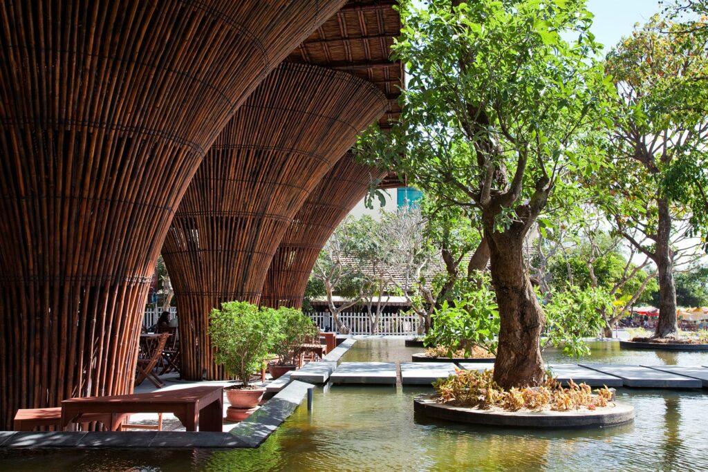 Bamboo modern Indochine cafe by Vo Trong Nghia in Vietnam
