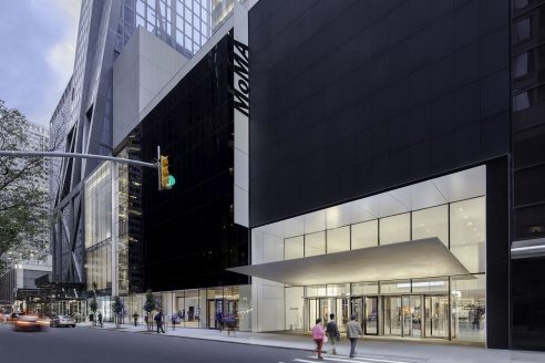 A new canopy projects over the entrance of MoMA's 53rd street entrance in New York in one of the interventions by Diller Scofidio + Renfro
