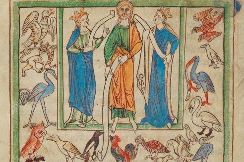 13th century drawing of humans controlling various animals