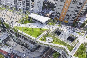 Miyashita Park in Tokyo, Japan, by Nikken Sekkei and Takenaka Corporation