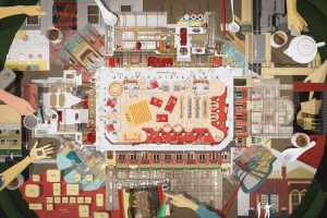 Architecture Drawing Prize 2022: hybrid and overall winner - Fitzroy Food Institute by Michael Ren and Samuel Wen (UC Berkeley, USA, and Melbourne School of Design, Australia)