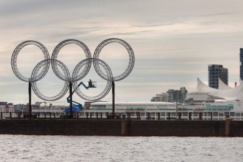 Olympic Rings constructed in steel in Vancouver