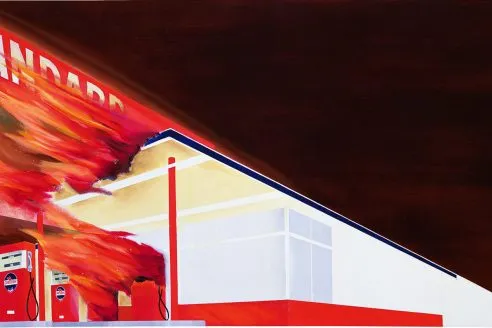 Burning Gas Station by Ed Ruscha, 1965-66