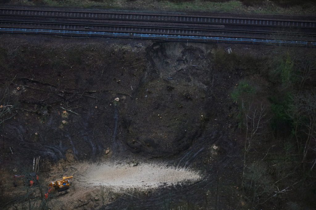 Landsliphit East Grinstead rail line to reopen next month Ground