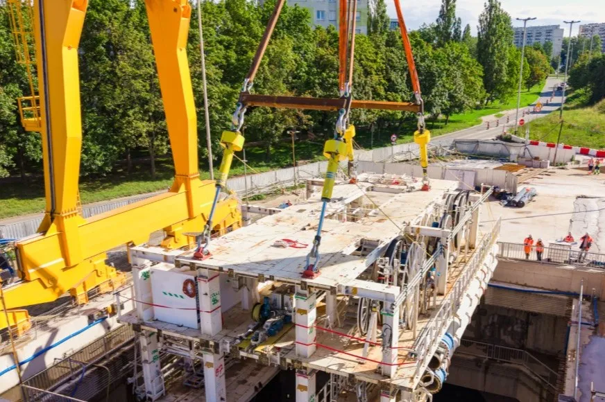 TBM parts lowered ahead of Polish rail job