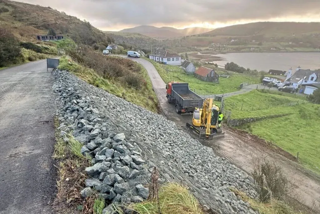 Long-term fix for Skye road following rainfall-induced landslide