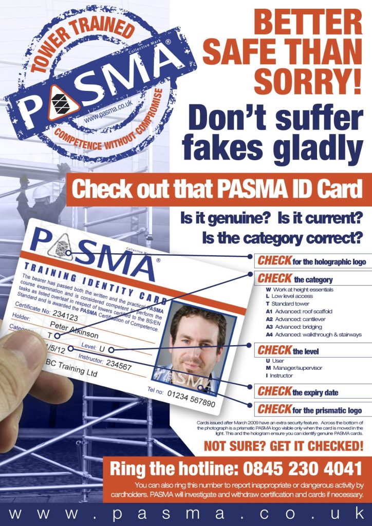 PASMA exposes counterfeit training cards Construction News
