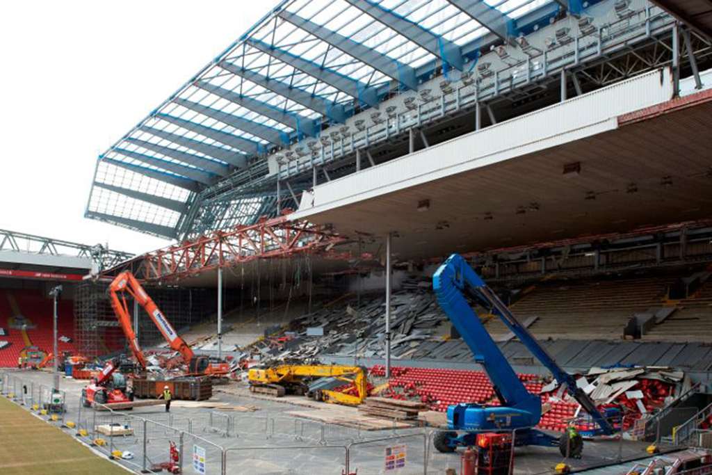 Demolition and fit-out ramp up as latest Anfield redevelopment pictures ...
