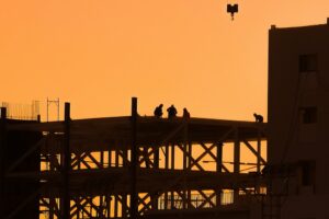 Workers silhouette site crane construction slavery 3