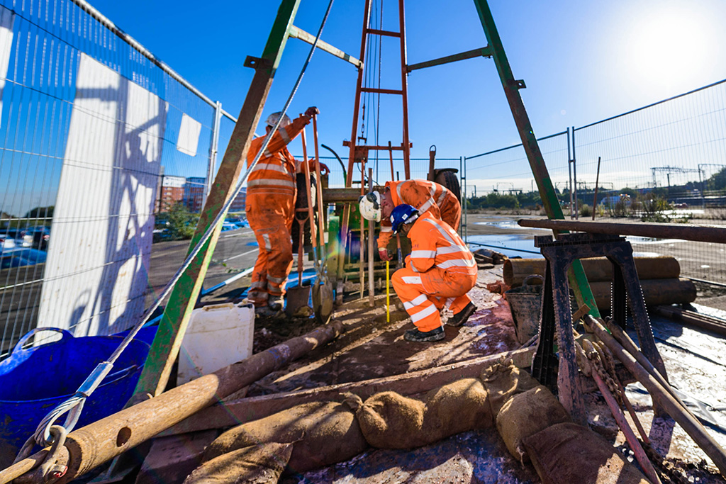 HS2 ground investigation work at Curzon Street Birmingham