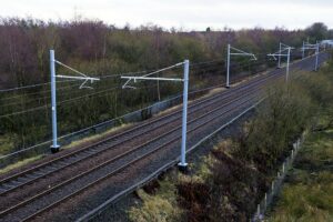 Network Rail electrifcation work gantry track infrastructure railway