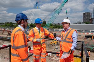 Transport secretary Grant Shapps and Mark Thurston at the start of construction at the Old Oak Common site in June 2021