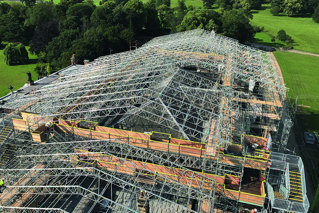 Lyndon SGB put 50,000 metres of poles and 6,000 planks into the scaffold at historic Wentworth Woodhouse