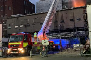 Firefighters dealing with the blaze on Saturday night. Picture: Derbyshire Fire and Rescue Service