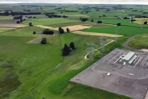 Aerial shot of New deer electricity substation