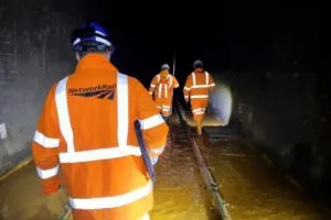 Images of Network Rail engineers in Bransty Tunnel