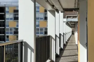 Walkway at De Beauvoir Estate, east London - hackney council estate
