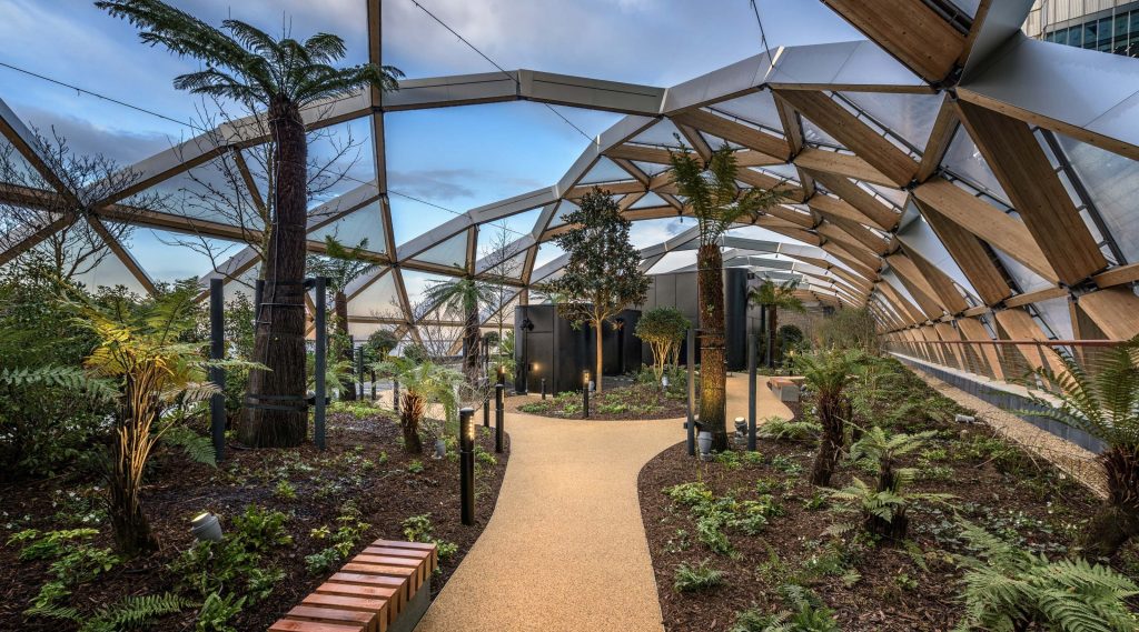 The Gallery and Video Construction of Crossrail Place roof garden