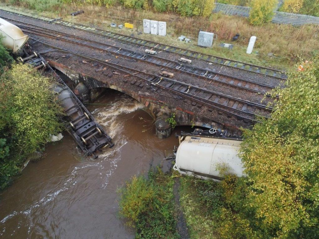 Freight train derailment near Carlisle damages rail infrastructure